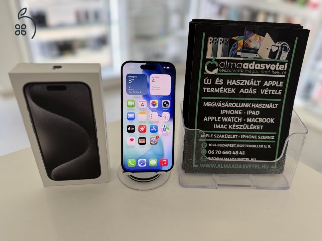 iPhone 15 Pro 128GB Független Megkímélt/1-3 hónap gar./Akku 97%/p4487