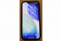 Újszerű fekete iPhone 14 128 GB eredeti kék Apple szilikon tokkal és zöld Nomad Sport tokkal