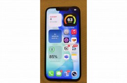 Újszerű fekete iPhone 14 128 GB eredeti kék Apple szilikon tokkal és zöld Nomad Sport tokkal
