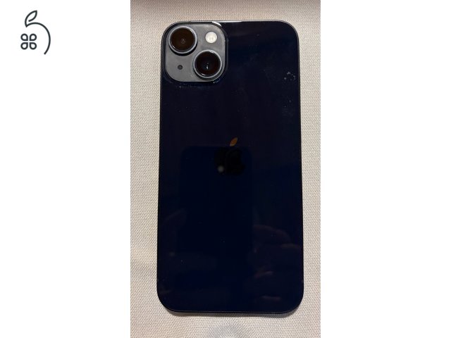 Újszerű fekete iPhone 14 128 GB eredeti kék Apple szilikon tokkal és zöld Nomad Sport tokkal