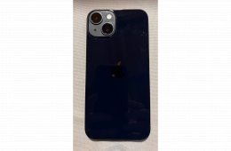 Újszerű fekete iPhone 14 128 GB eredeti kék Apple szilikon tokkal és zöld Nomad Sport tokkal