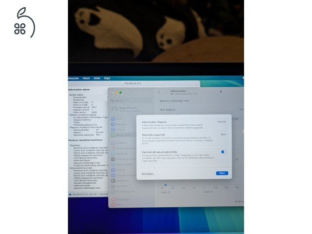 MacBook Pro M1 96% akku, magyar