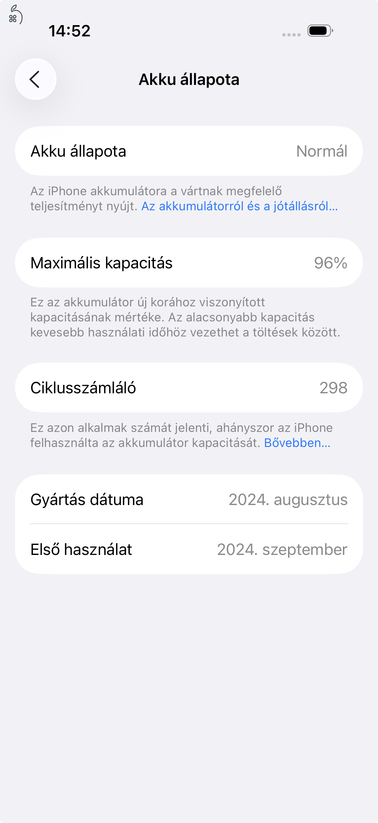 iPhone 16 Pro 256 GB – Fehér Titán – Újszerű állapot, még 2 év jótállás