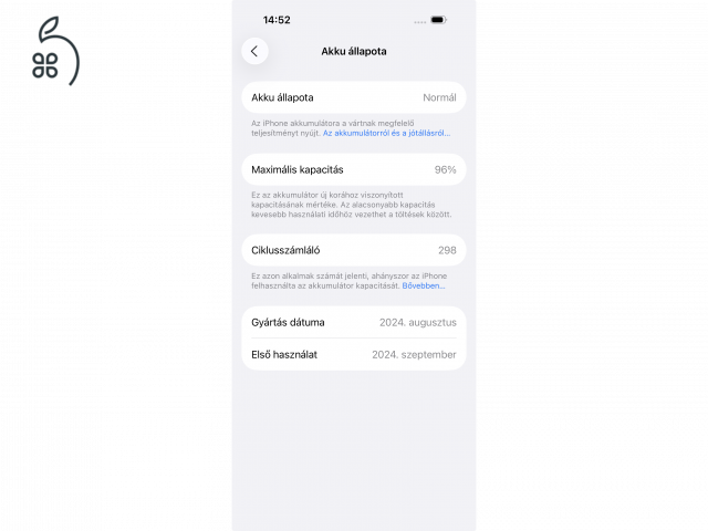 iPhone 16 Pro 256 GB – Fehér Titán – Újszerű állapot, még 2 év jótállás