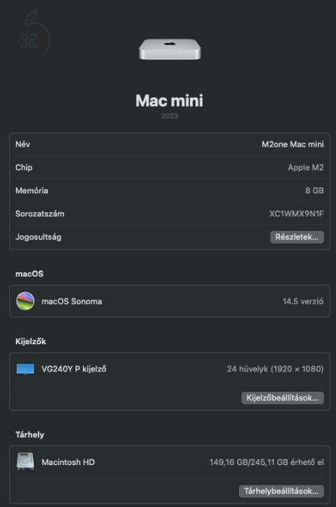 Apple Mac Mini M2 - 2024 8/256GB