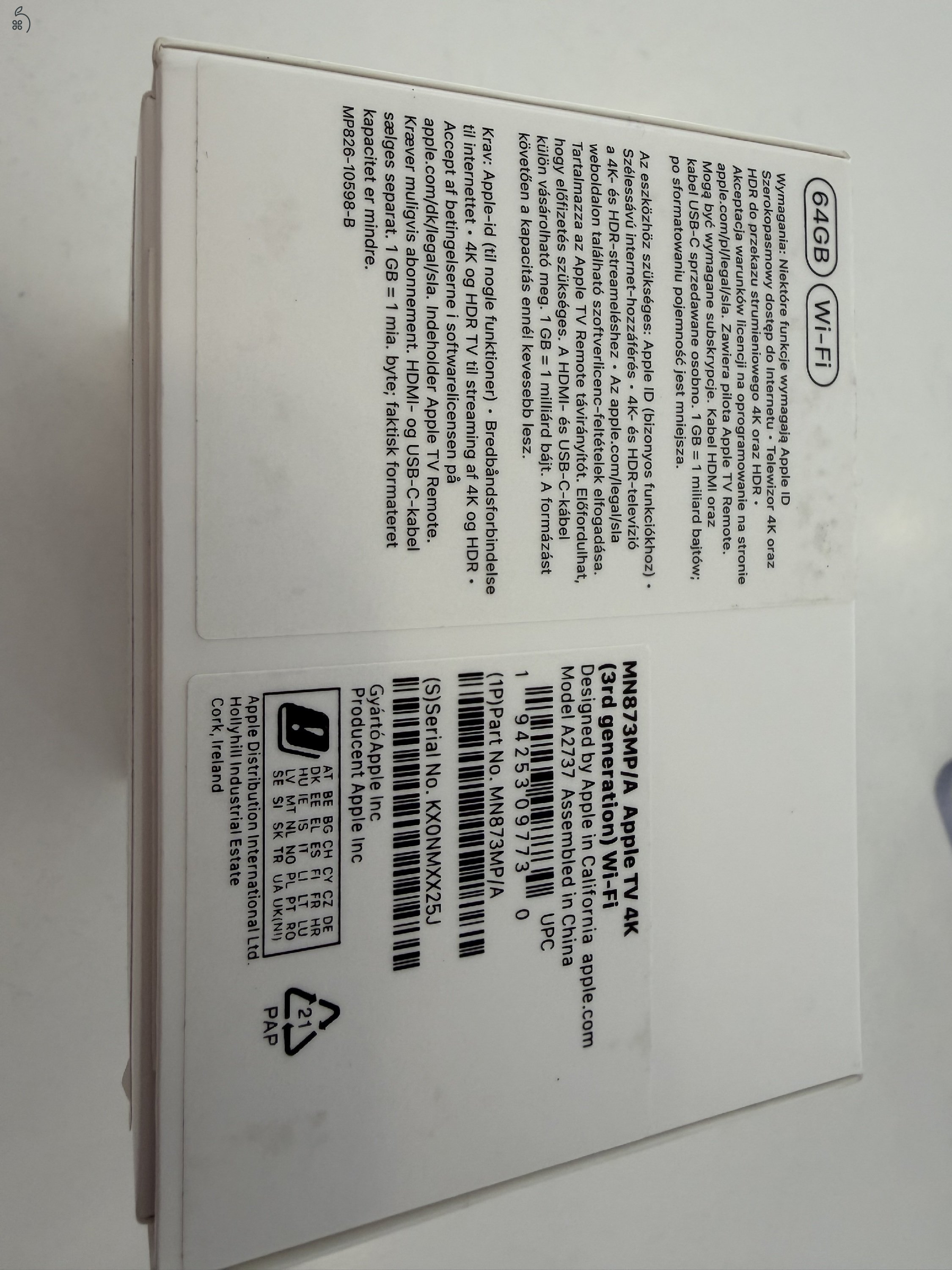 Apple TV 4K 3rd Gen. 64GB Újszerű/2026.04.10.Apple Gar./p4494