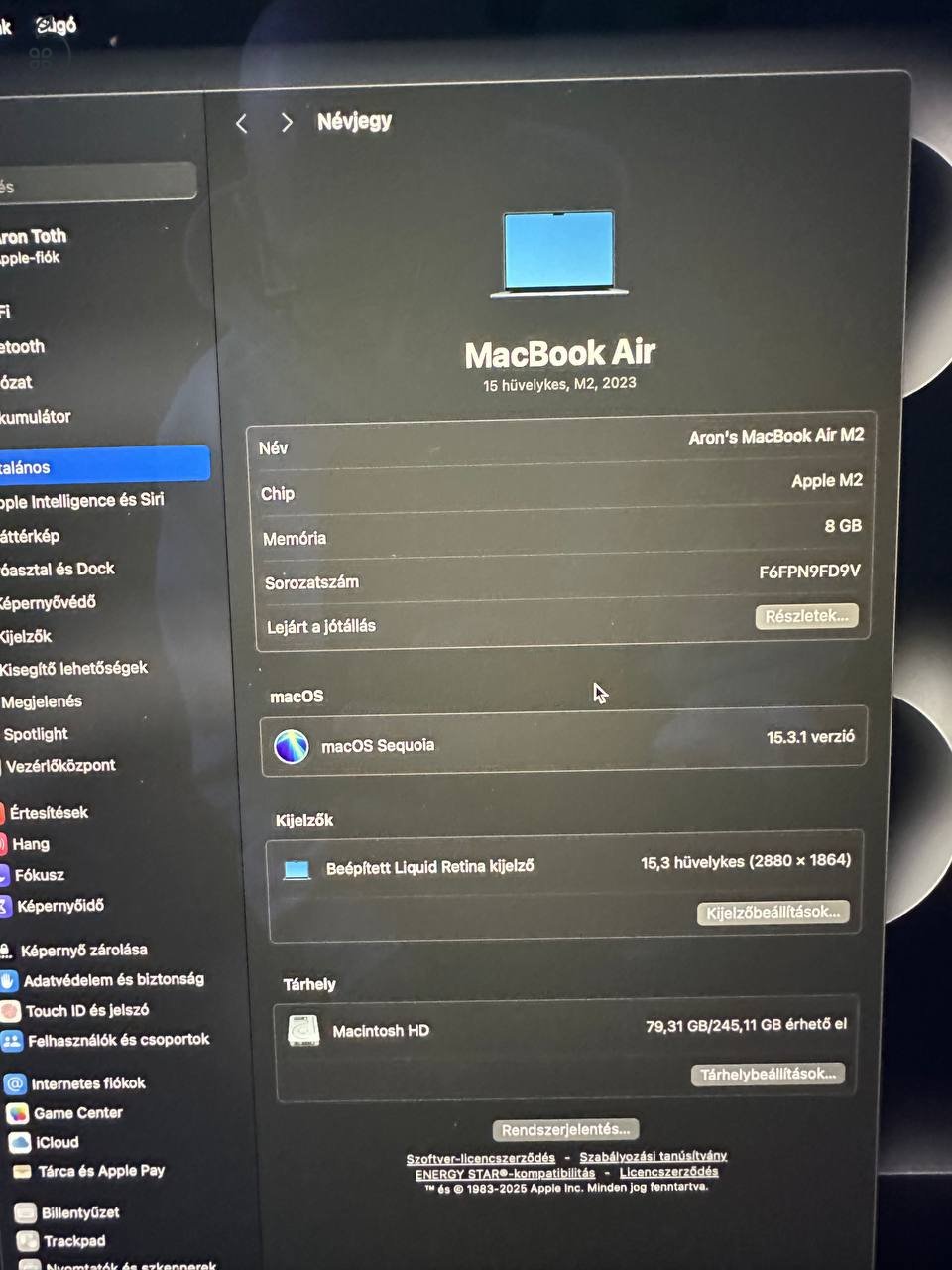 Eladó egy 2023-as MacBook Air 15