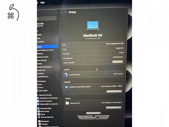 Eladó egy 2023-as MacBook Air 15