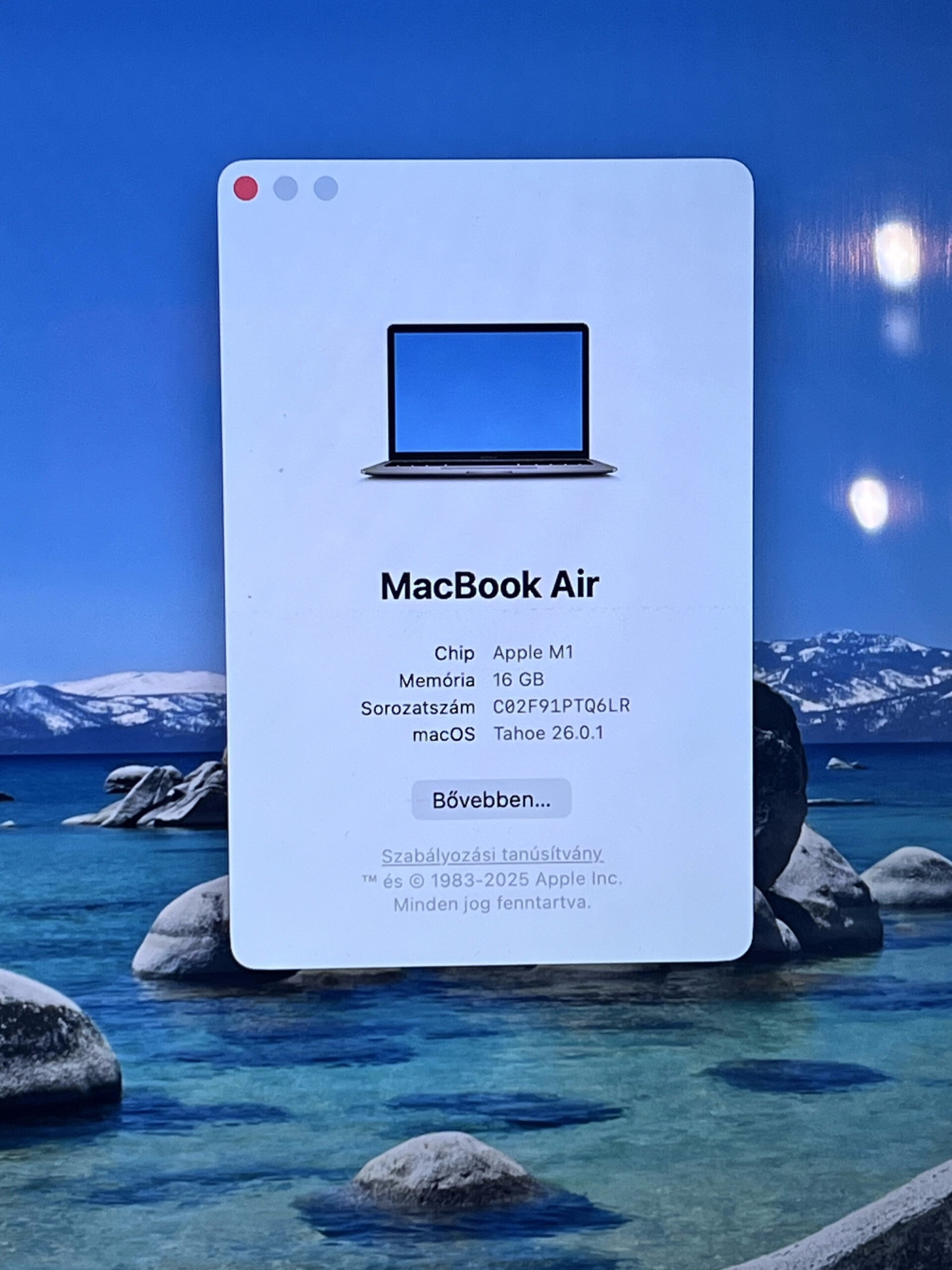 Hibátlan MacBook Air M1 2020 13”256GB 16GB  2 ÉV Garanciával Számlával