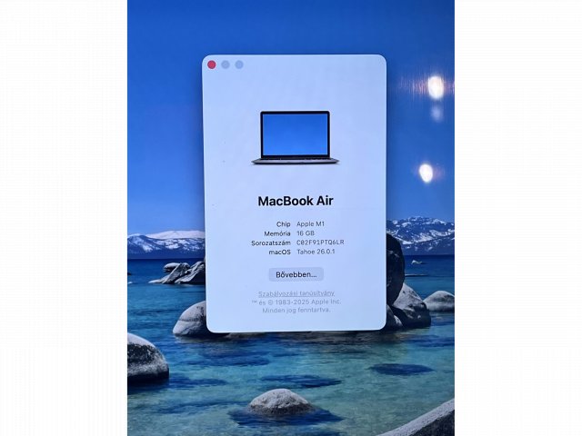 Hibátlan MacBook Air M1 2020 13”256GB 16GB  2 ÉV Garanciával Számlával