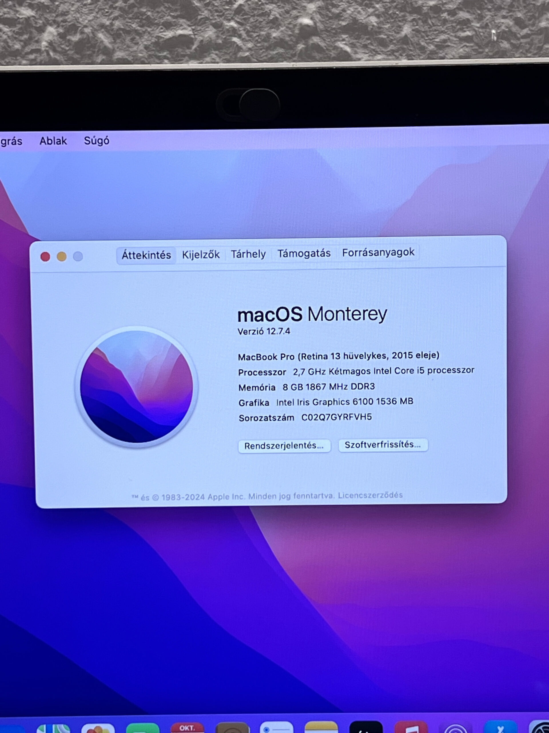 Hibátlan MacBook Pro 2015 Silver  i5 13” 256GB 2 ÉV Garanciával Számlával