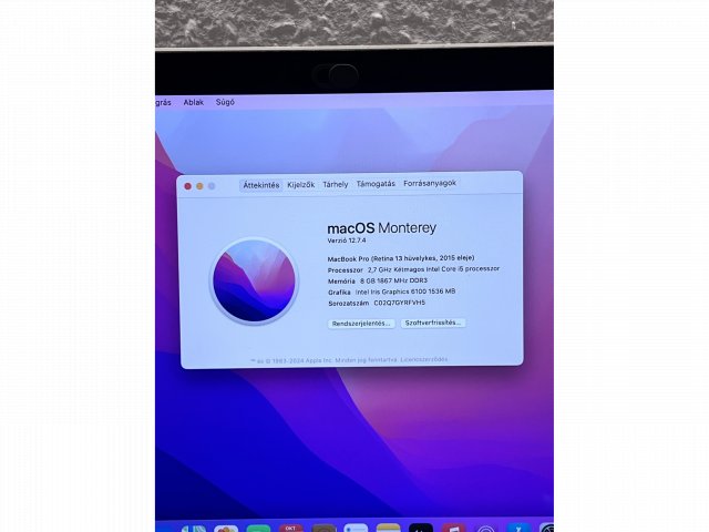 Hibátlan MacBook Pro 2015 Silver  i5 13” 256GB 2 ÉV Garanciával Számlával