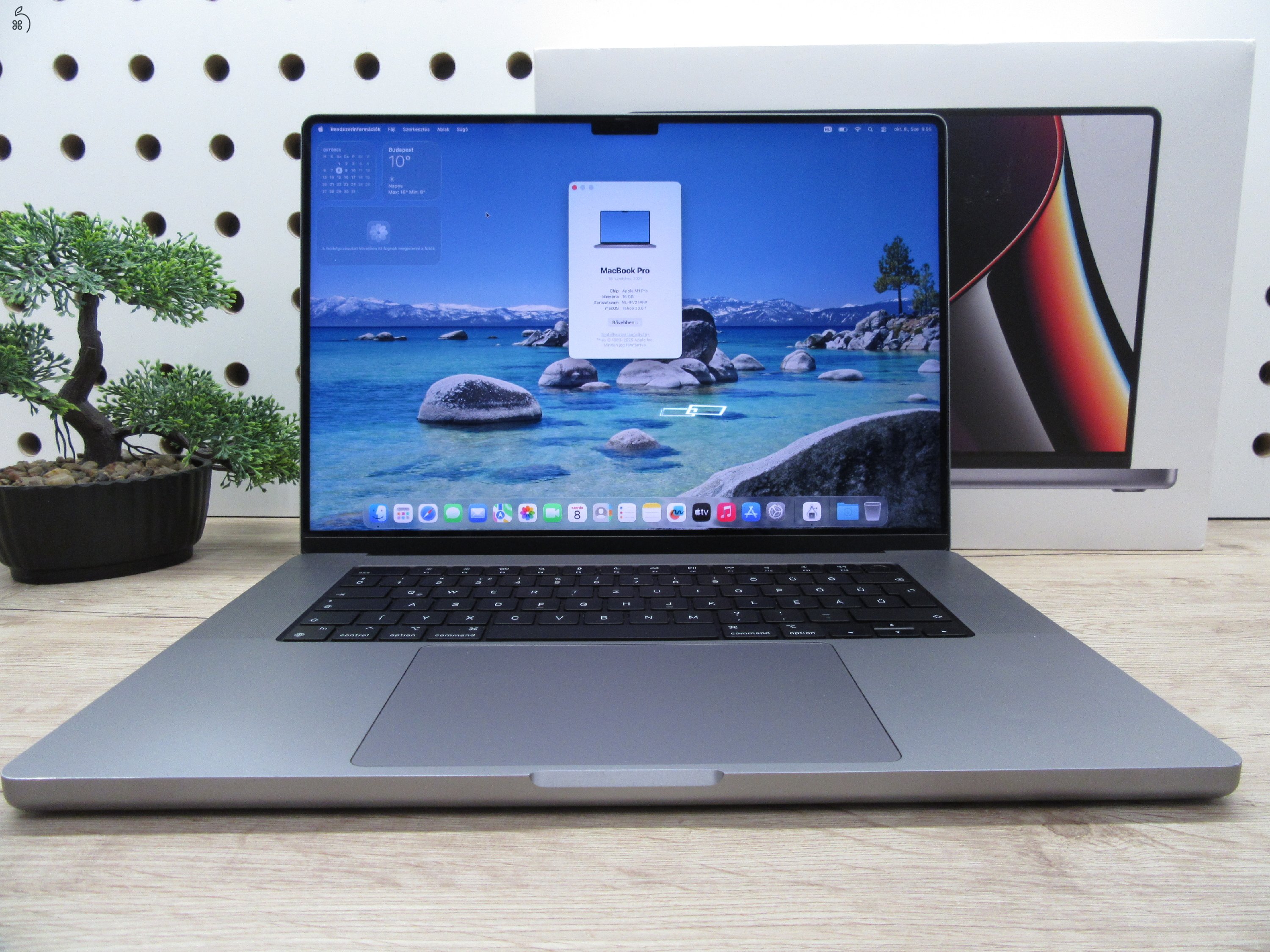Apple MacBook Pro 16 (2021, M1 Pro) – 16″ XDR, ProMotion 120 Hz, 16 GB / 512 GB – Használt, szép állapot – 82% akku (582 ciklus) – 3 hónap garancia