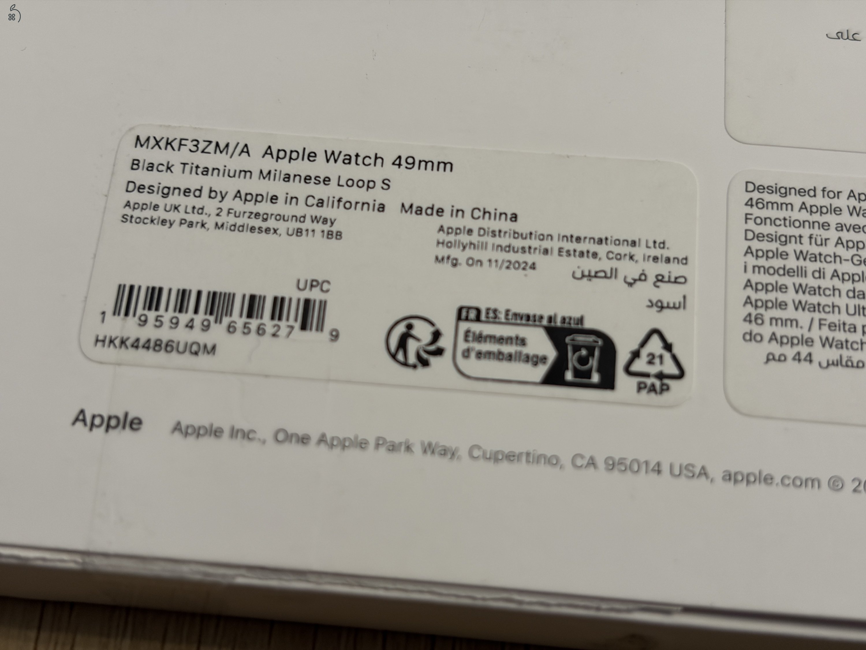 Milanese Loop Apple Watch Ultra 49mm fekete titan szíj - új - 