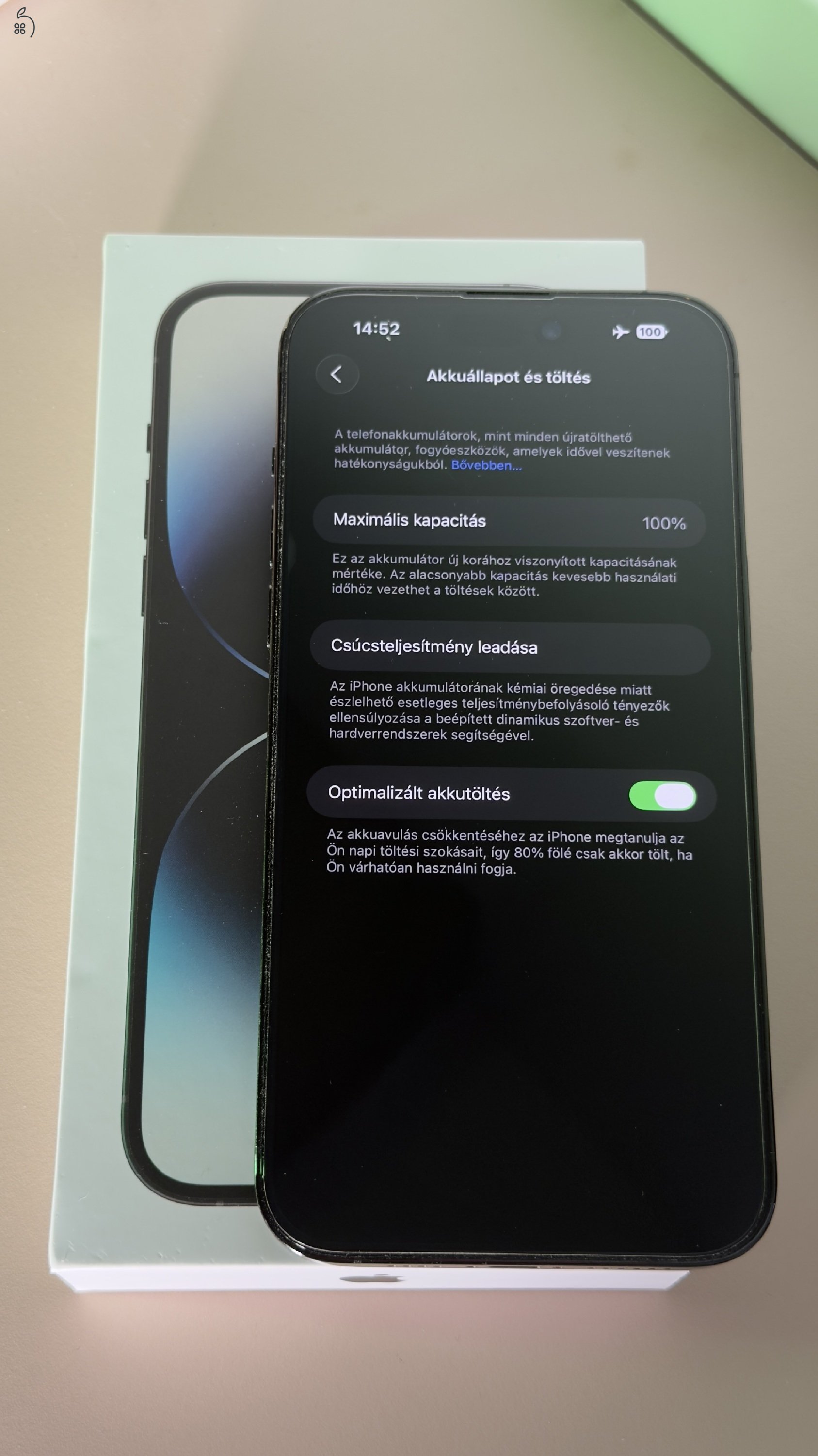100% gyári akkumulátorral, akku garanciával! iPhone 14 Pro Max 256GB 
