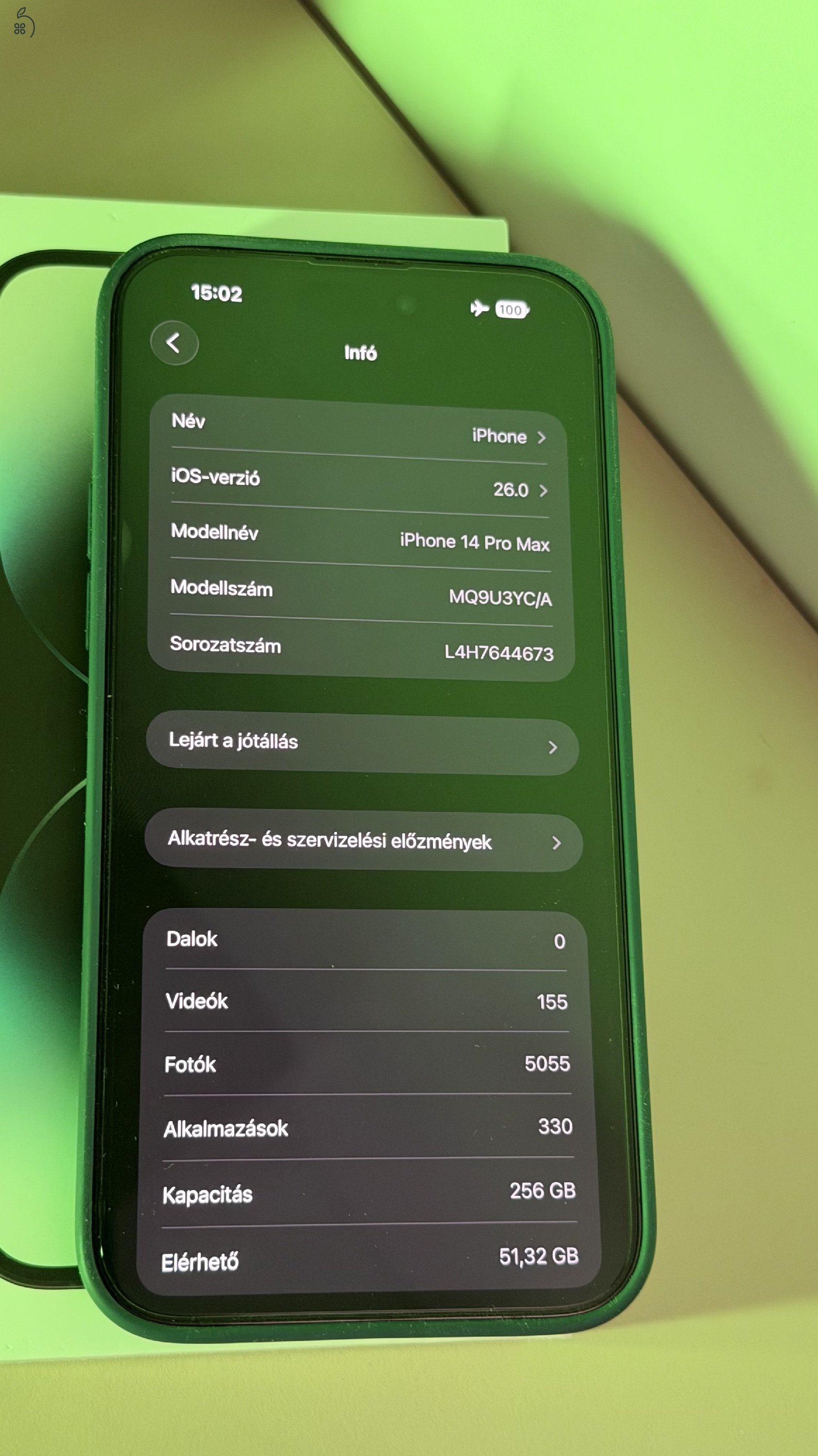 100% gyári akkumulátorral, akku garanciával! iPhone 14 Pro Max 256GB 