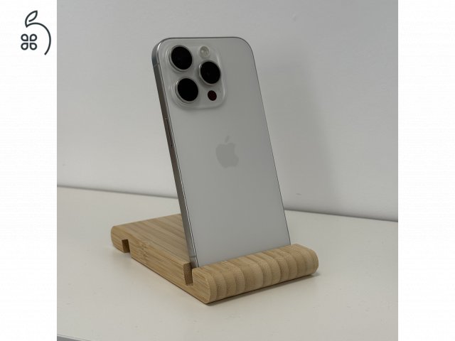 iPhone 15 Pro 128GB Silver Titanium -1 ÉV GARANCIA - Kártyafüggetlen, MS3595 
