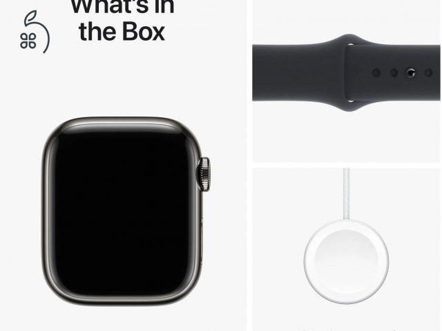 Apple Watch 9 41 mm GPS+Cellular, Graphite acél tok változat, új, aktiválatlan készülék