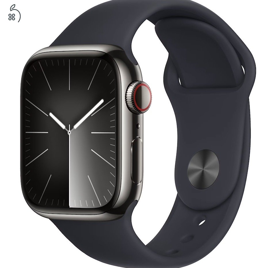 Apple Watch 9 41 mm GPS+Cellular, Graphite acél tok változat, új, aktiválatlan készülék