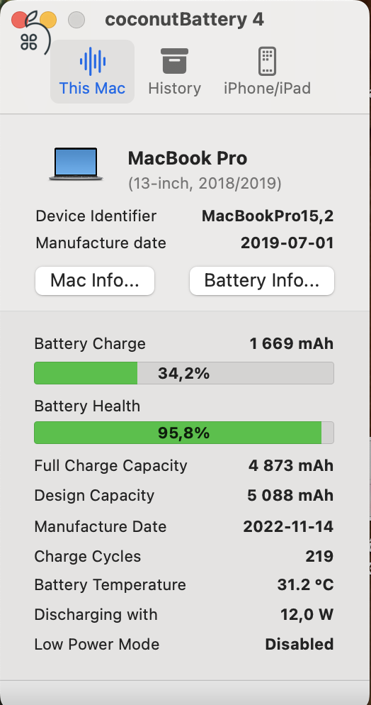 Eladó Macbook Pro mid-2019 i5 8GB RAM 256 GB tárhely 4 thunderbolt