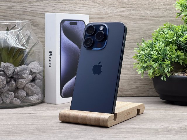 Hibátlan iPhone 15 Pro Blue Titanium 128GB 2 ÉV Garanciával Számlával 90% Akksi