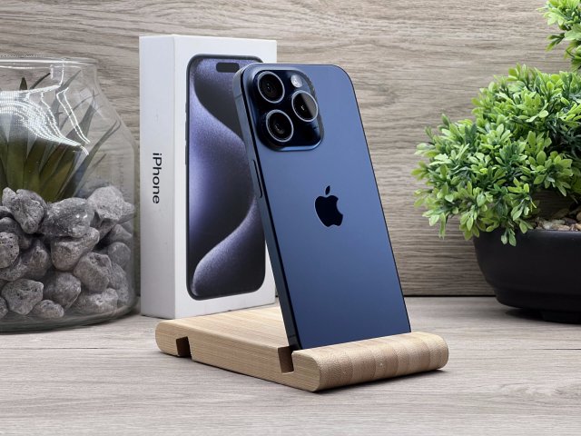 Hibátlan iPhone 15 Pro Blue Titanium 128GB 2 ÉV Garanciával Számlával 90% Akksi