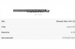 MacBook Air 2022 M2, tökéletes állapotban, extrákkal