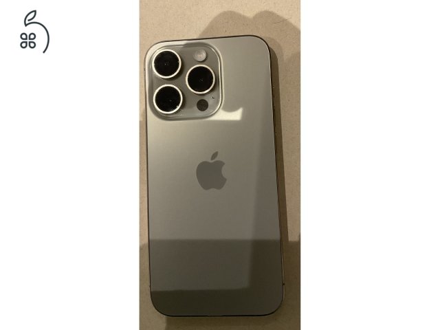 Iphone 15 pro 128 GB, natúr titán, Apple care +, 94 % akkumulátor 
