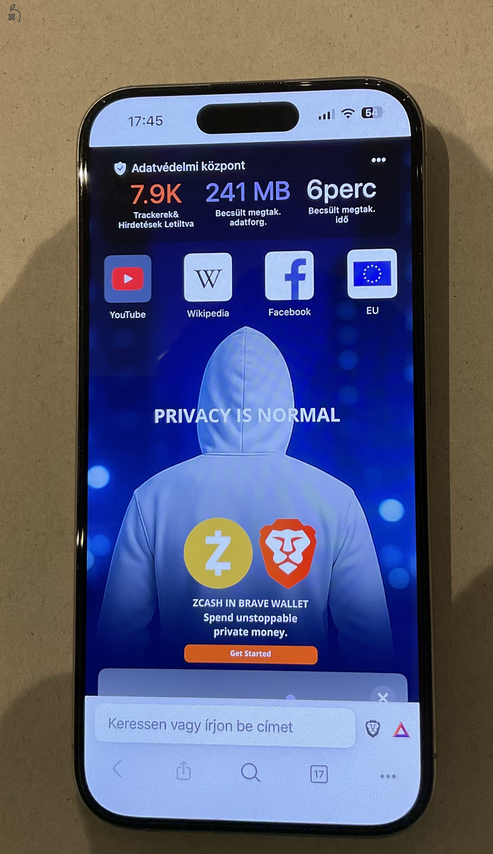 Iphone 15 pro 128 GB, natúr titán, Apple care +, 94 % akkumulátor 