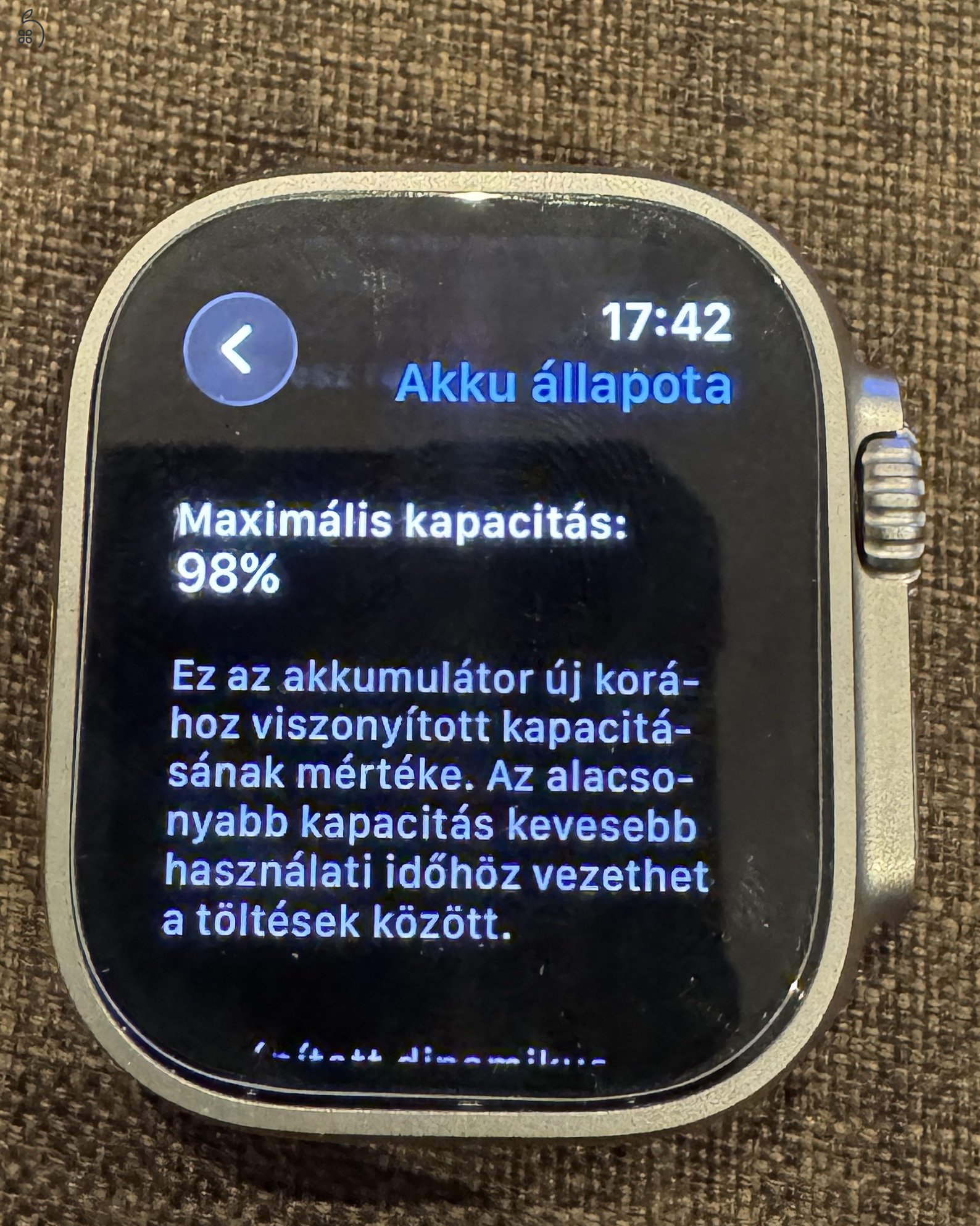 Ultra Apple watch ultra 1 + trail loop szíj 98 % akkumulátor 