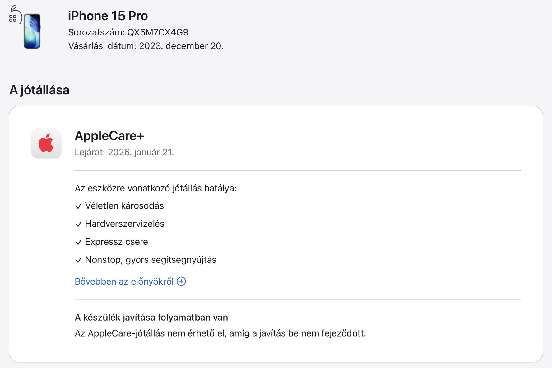 Új - Apple iPhone 15 Pro 1TB Black - Garanciában cserélt