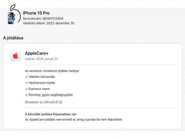 Új - Apple iPhone 15 Pro 1TB Black - Garanciában cserélt