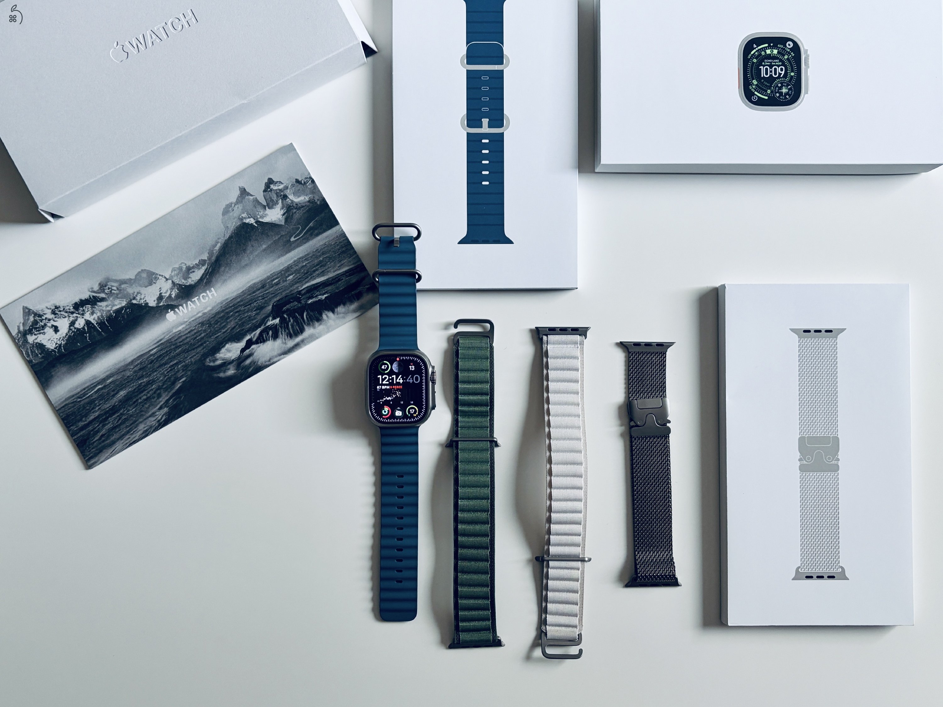 Apple Watch Ultra 3 - 3 év garancia - 4 gyári szíj - Milanese Loop titán - 3 hetes