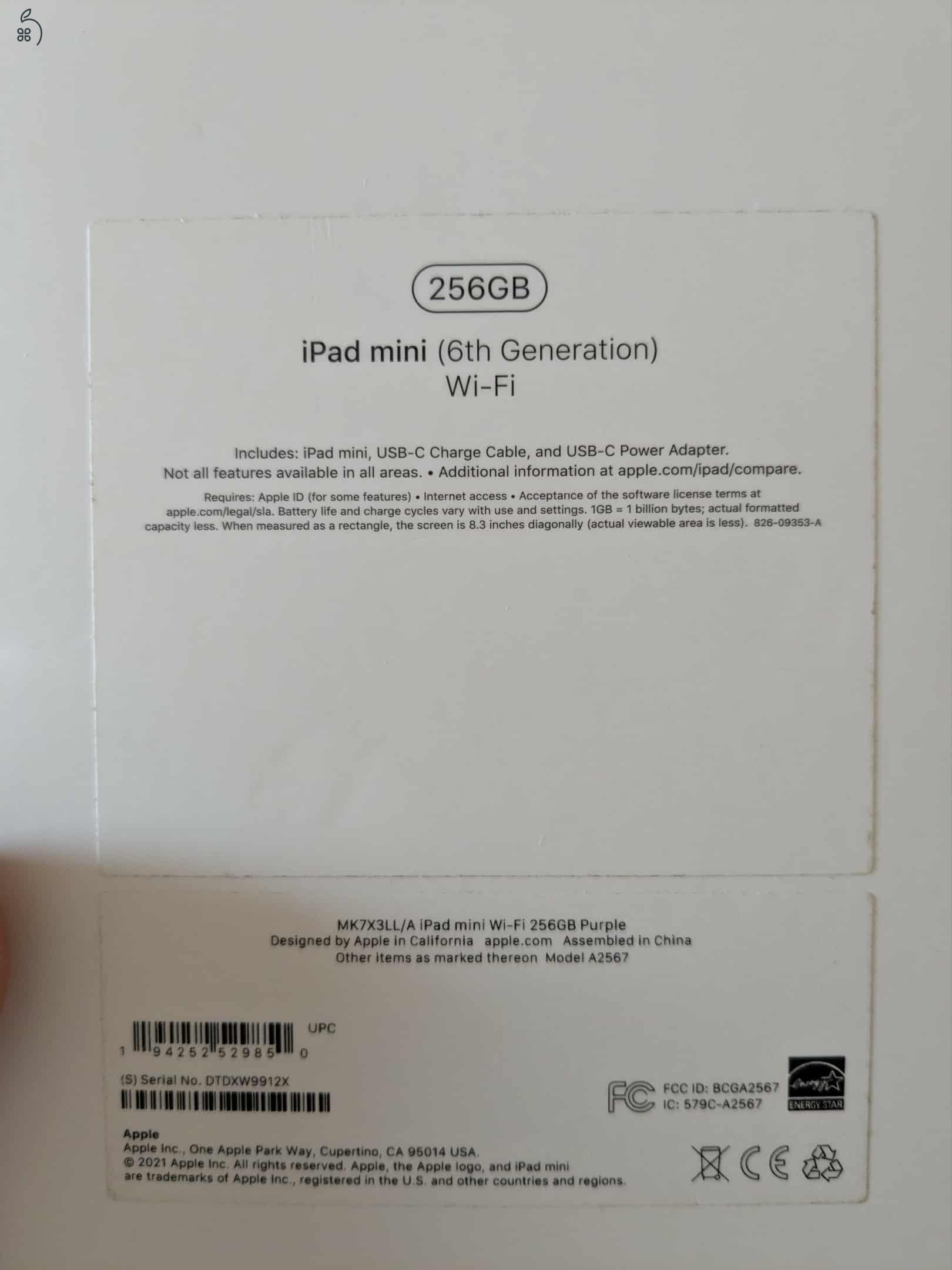 Ipad mini 6th gen (256 GB) tokkal és Apple pencillel.
