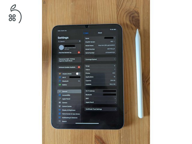 Ipad mini 6th gen (256 GB) tokkal és Apple pencillel.