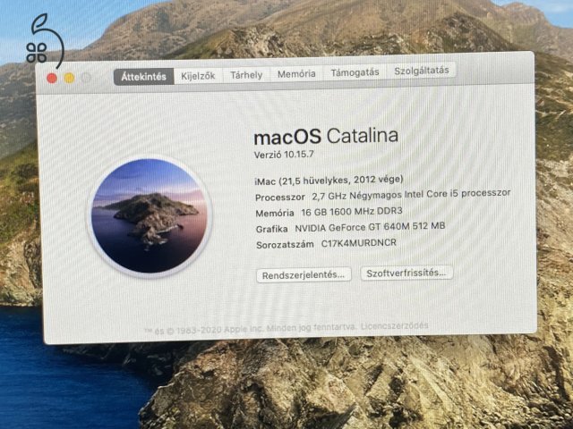 Apple iMac SLIM 2012 vége i5. 16/512 SSD