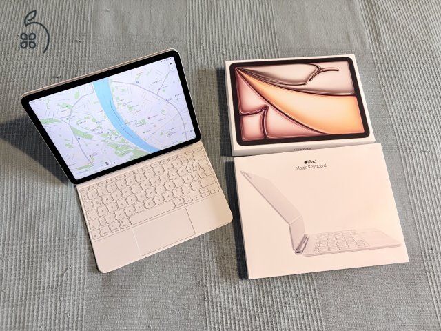 ÚJ (3 hónapos) M3 iPad Air (11”, 128 GB, csillagfény) + Magic Keyboard (magyar)