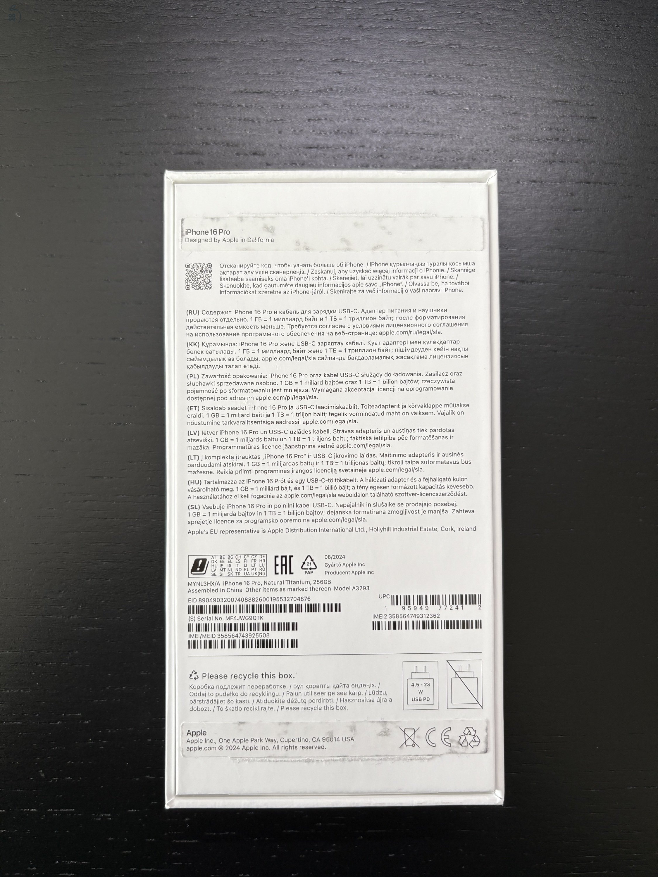 iPhone 16 Pro 256 GB Natúr Titán - Kártyafüggetlen, 97% Akkumulátor