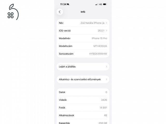 iPhone 15 Pro fehér 256GB hibátlan állapot