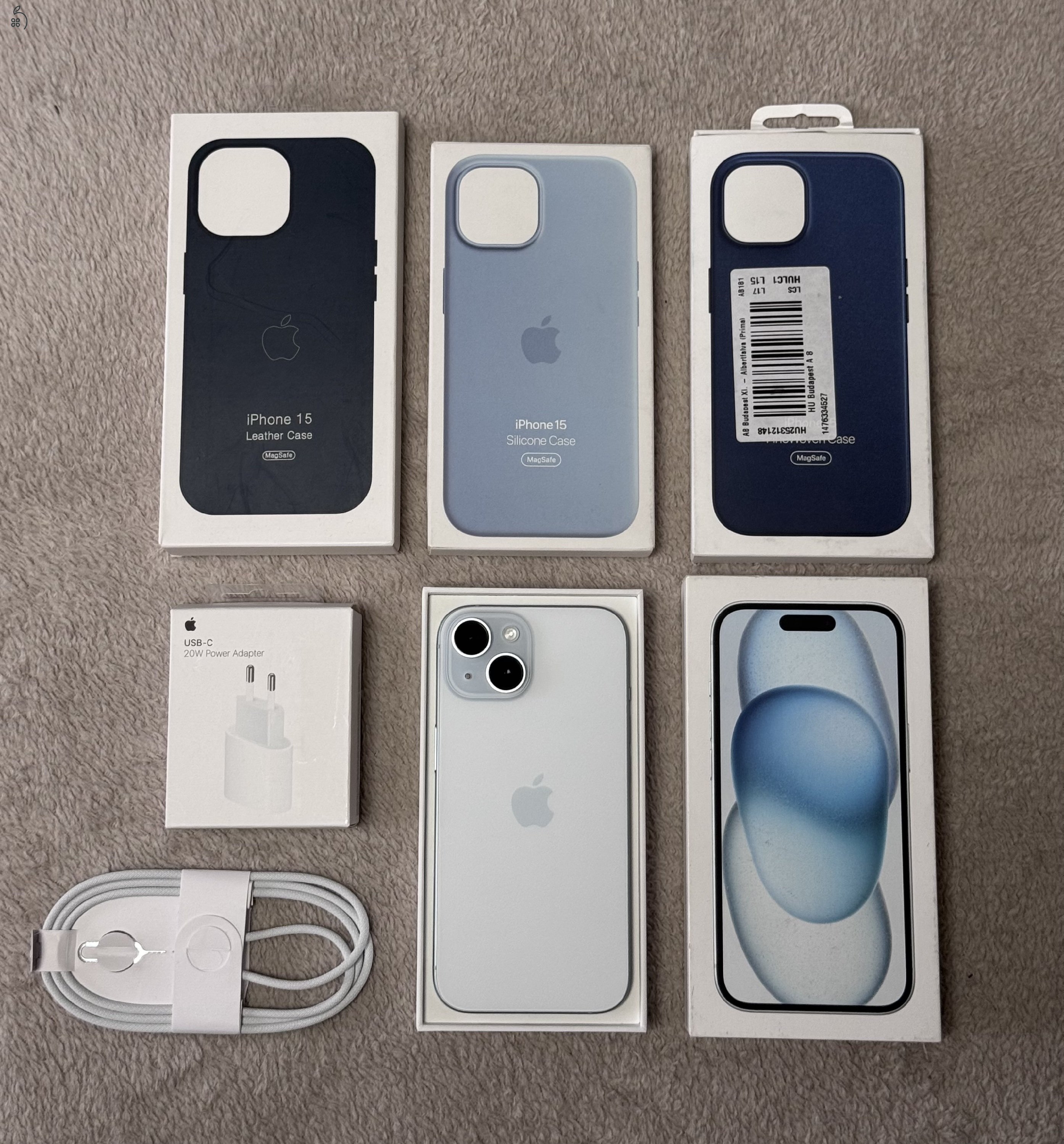 iPhone 15 128GB - AKKU 91% - Jótállás 2027.01.-hóig, kártyafüggetlen, hibátlan állapotban