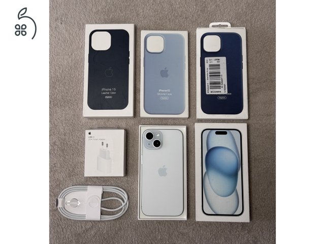 iPhone 15 128GB - AKKU 91% - Jótállás 2027.01.-hóig, kártyafüggetlen, hibátlan állapotban