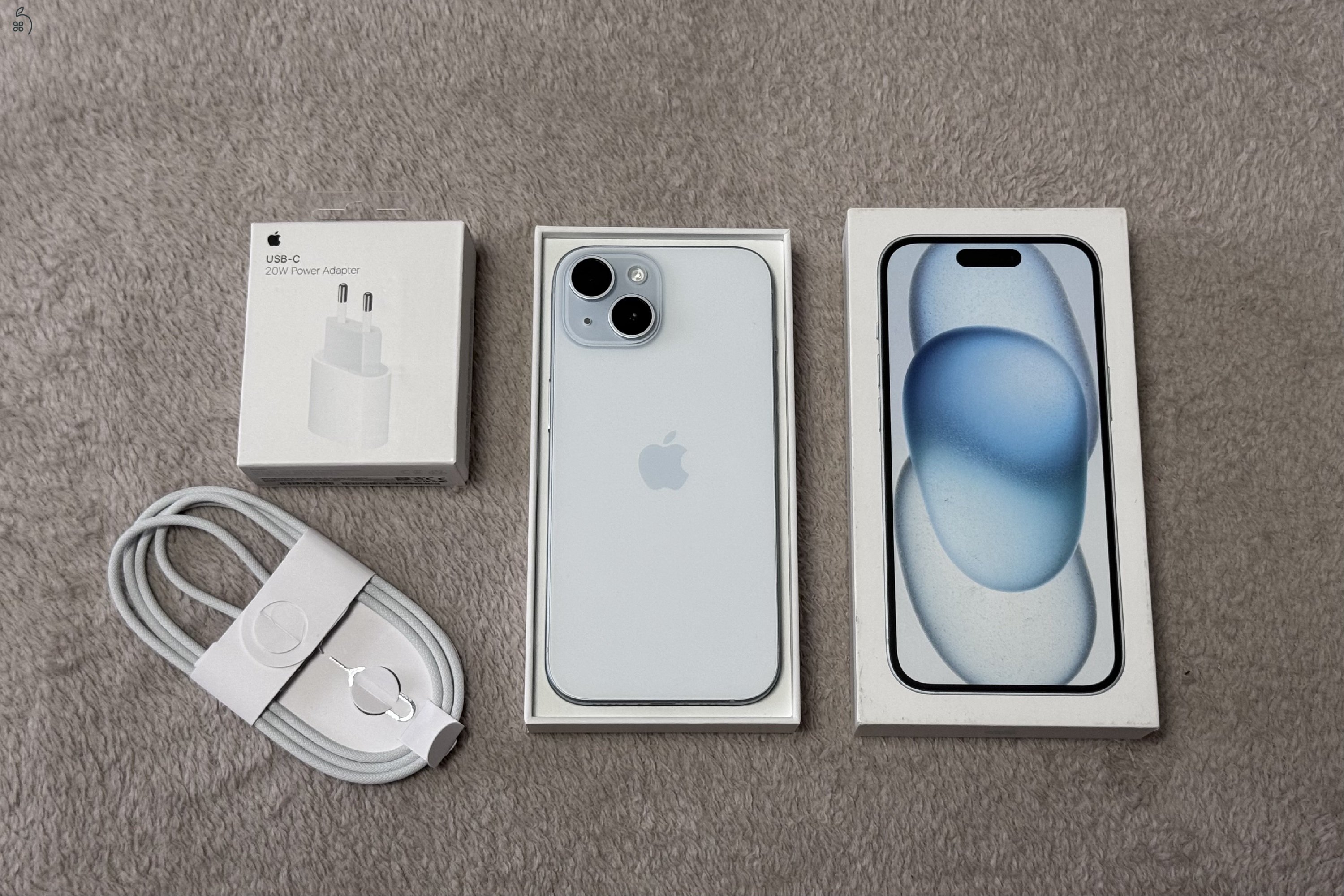 iPhone 15 128GB - AKKU 91% - Jótállás 2027.01.-hóig, kártyafüggetlen, hibátlan állapotban