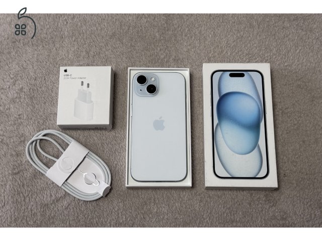 iPhone 15 128GB - AKKU 91% - Jótállás 2027.01.-hóig, kártyafüggetlen, hibátlan állapotban
