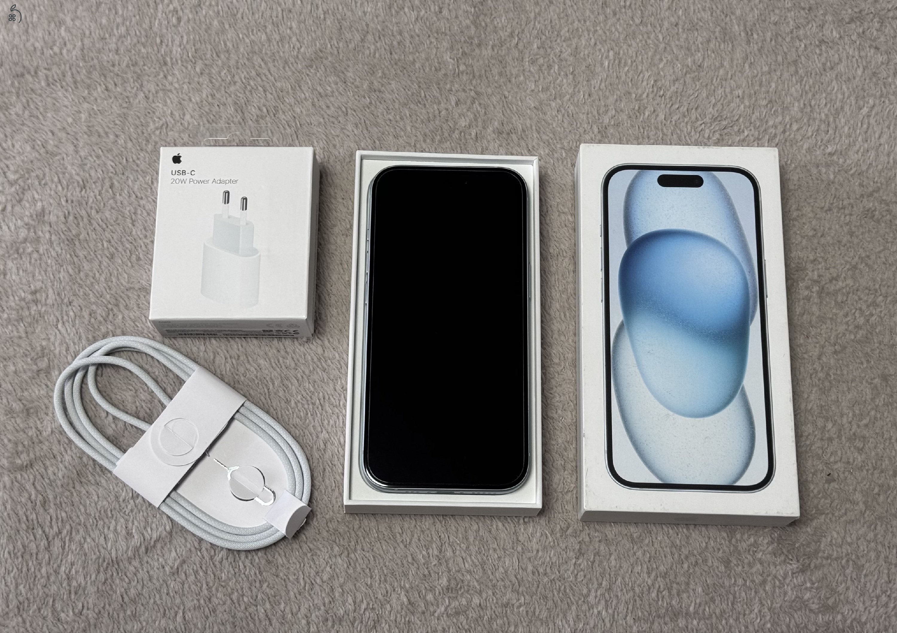 iPhone 15 128GB - AKKU 91% - Jótállás 2027.01.-hóig, kártyafüggetlen, hibátlan állapotban