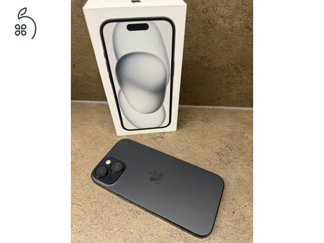 Eladó újszerű iPhone 15 128 GB Fekete, gyárilag független! 