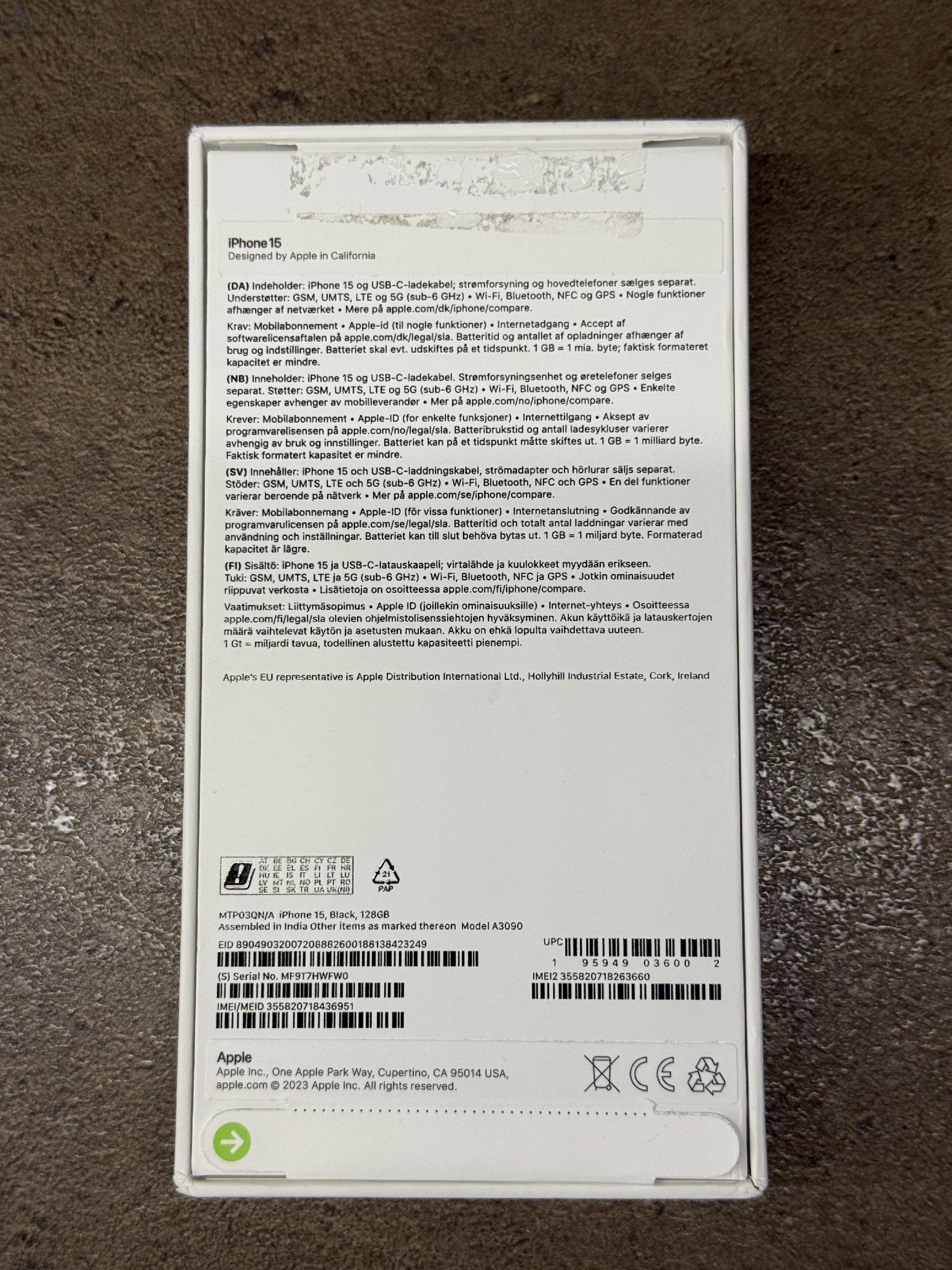 Eladó újszerű iPhone 15 128 GB Fekete, gyárilag független! 