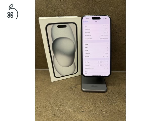 Eladó újszerű iPhone 15 128 GB Fekete, gyárilag független! 