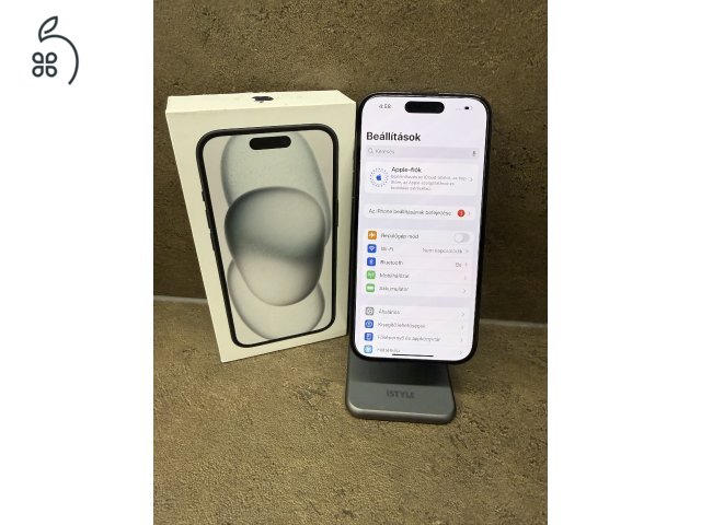Eladó újszerű iPhone 15 128 GB Fekete, gyárilag független! 