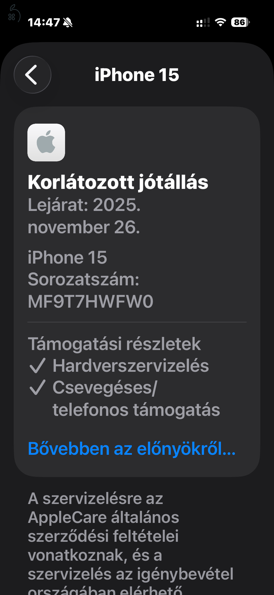 Eladó újszerű iPhone 15 128 GB Fekete, gyárilag független! 