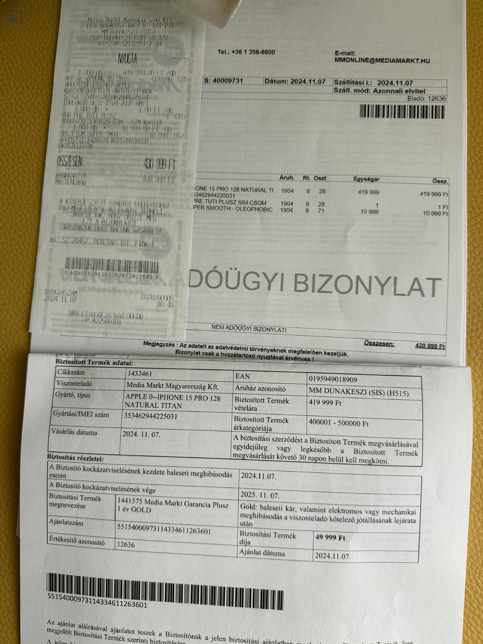 Iphone 15pro 25 hónap garanciával eladó